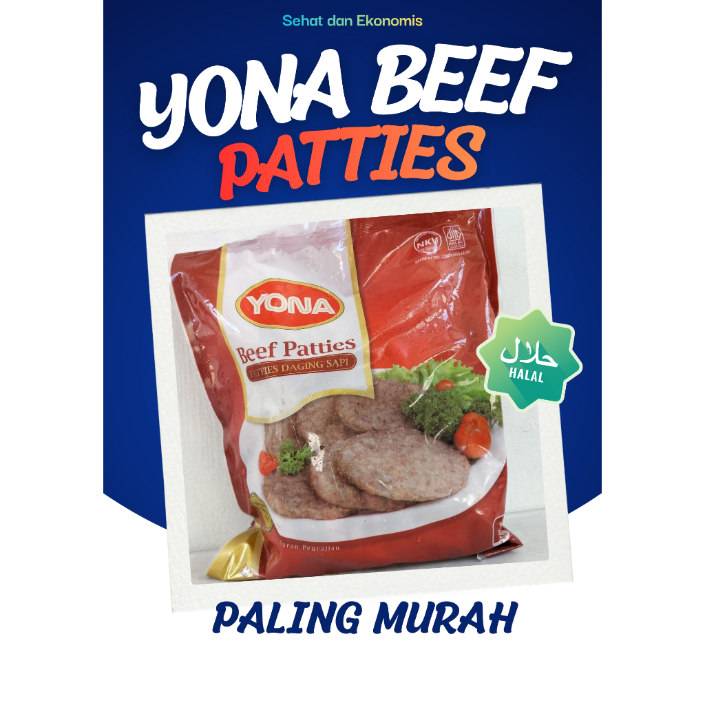 Frozen Food Yona Beef Patties - 1kg isi 20