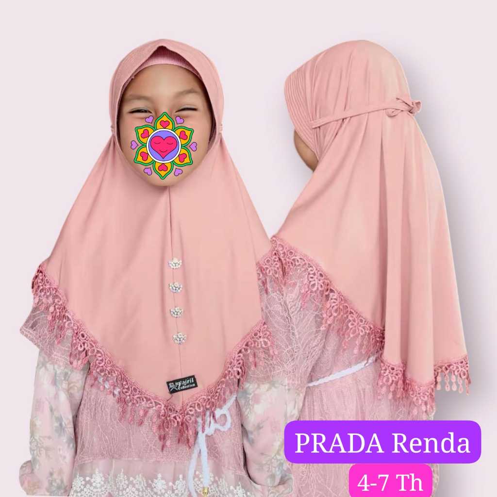 Jilbab Anak Prada Renda Jersey 4-7th Ori Al fajril Collection