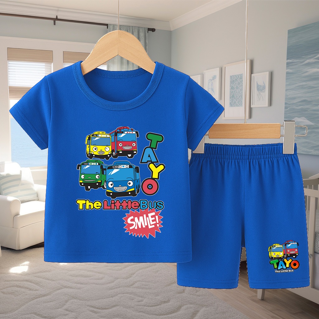 Baju Anak Gamba Tayo Setelan Pendek Anak Cewek Cowok Usia 1-10 Tahun