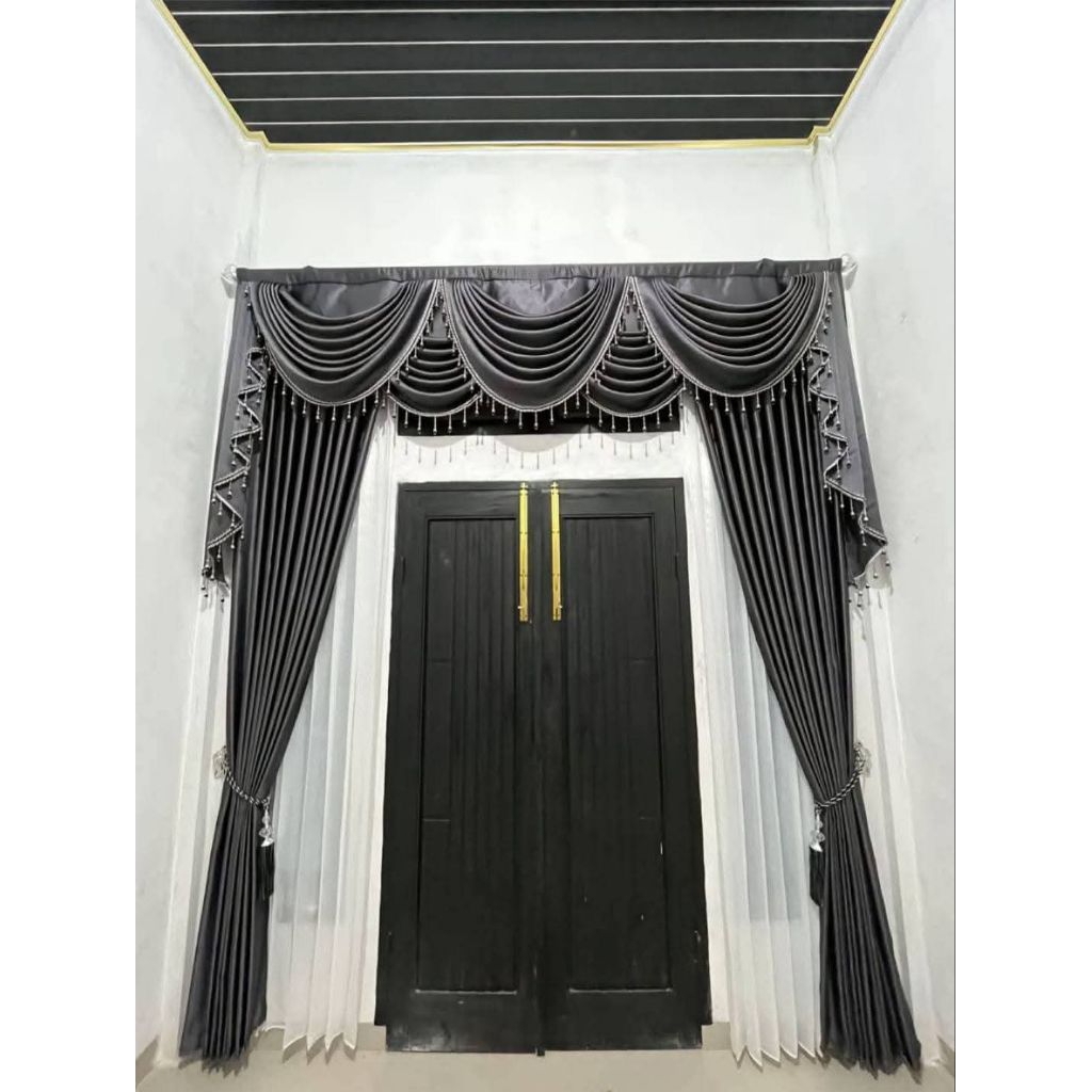 Gorden jendela 1 set lengkap/gorden spanyol/gorden poni/gorden gelombang/gorden rumbai