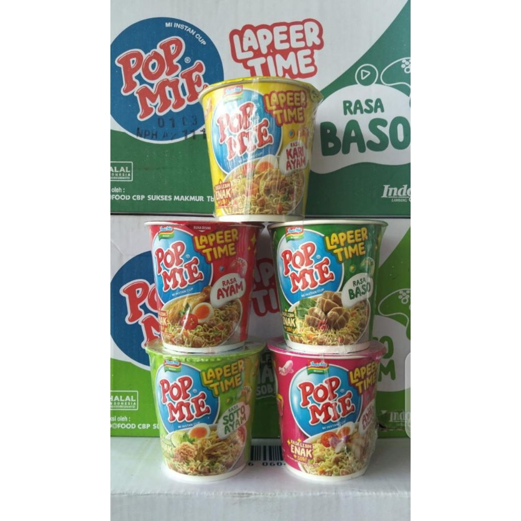 1 dus isi 24 pcs pop mie 75 gr ukuran besar lapeer time harga murah grosir rasa soto/ayam spesial/ b