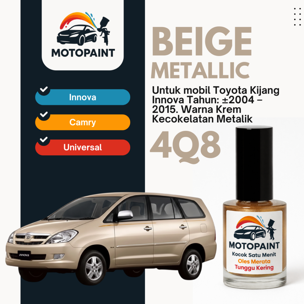 Beige Metallic 4Q8 Cat Oles Penghilang Baret Mobil Toyota Innova Warna Krem Kecoklatan Metalik