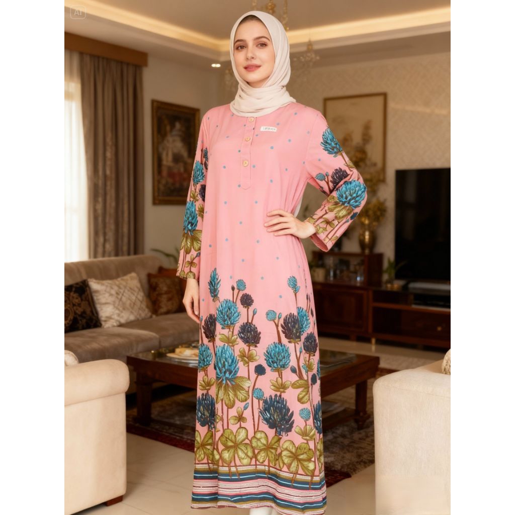 Daster Panjang Longdress HAP Kancing Depan Busui Friendly Ld HAP