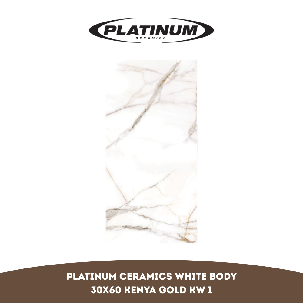 Keramik Platinum White Body Kenya Gold 30X60 KW 1 per Box (Isi 5 Lembar / 0.9 m²) - Glossy