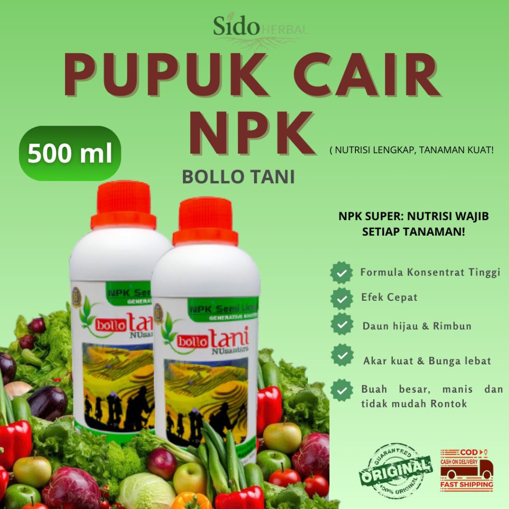 NPK Cair BolloTani 500ml • Pembesar Buah • Cepat Besarkan Cabe/Tomat • Larut Sempurna
