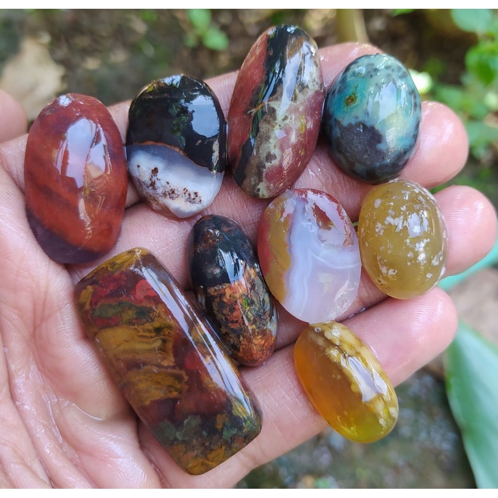 batu akik pancawarna varian batu garut cristal baru pola halus borongan hemat