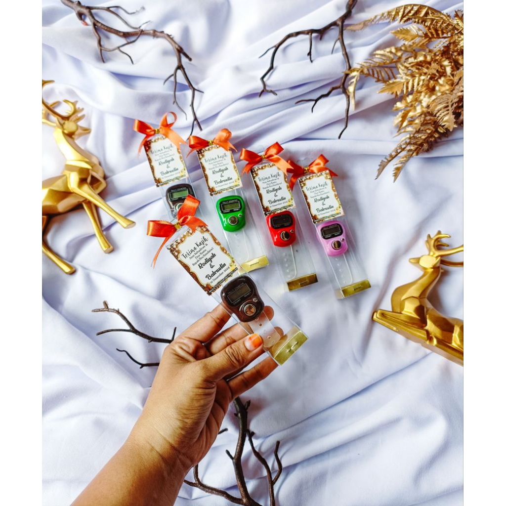 souvenir nikah/tahlil tasbih digital murah kemas mika