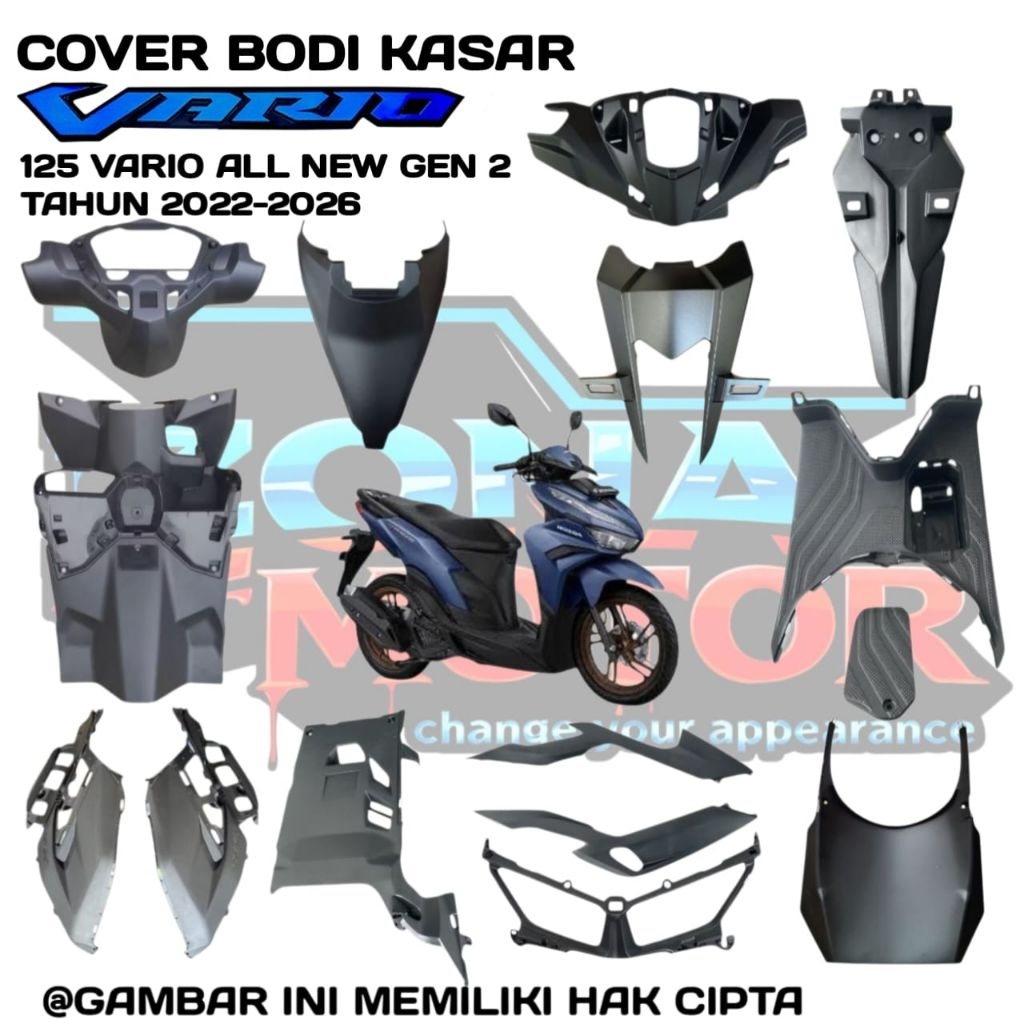 Cover body kasar ECERAN Honda Vario 125 All New Gen 2 tahun 2022 2023 2024 2025 Bodi motor
