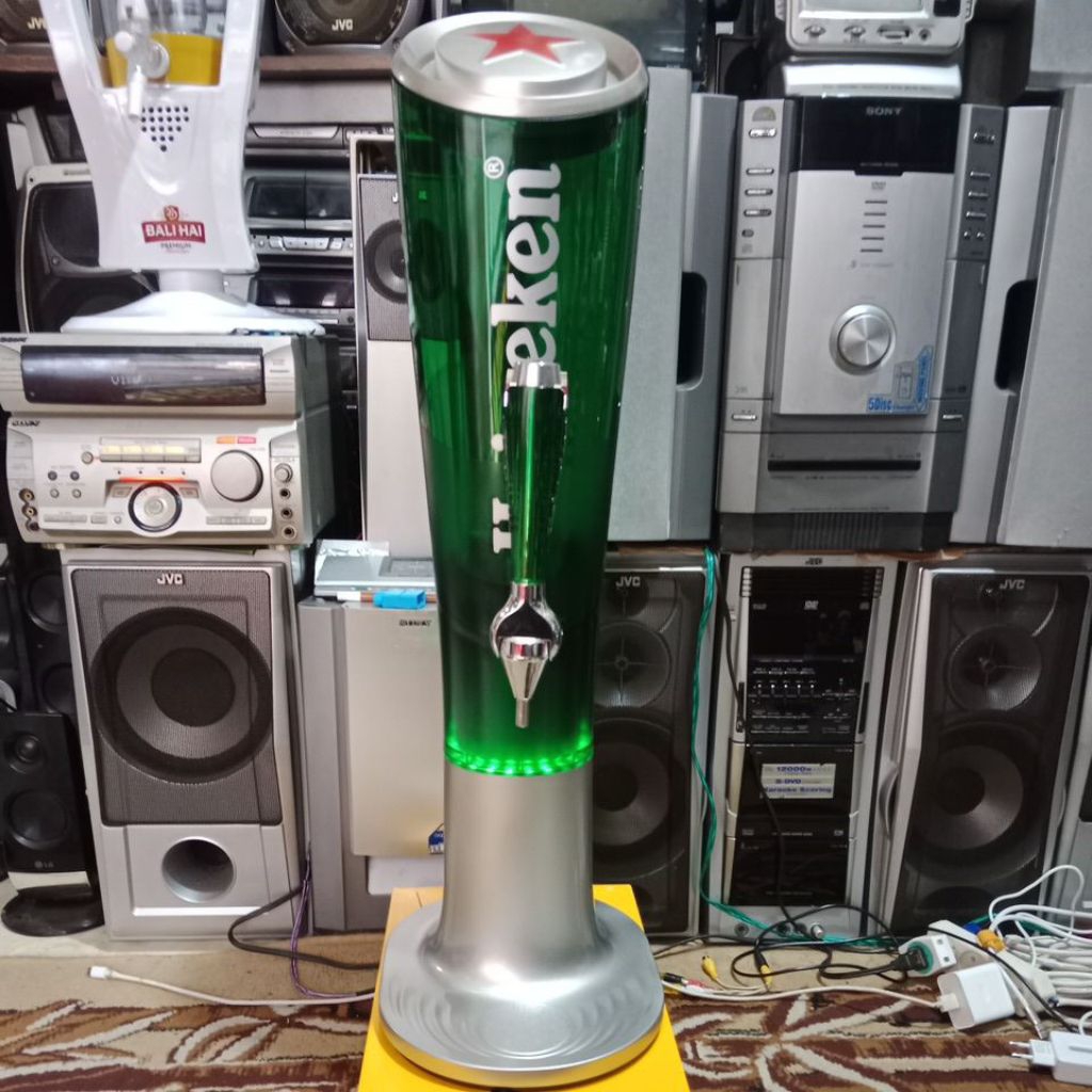 TOWER BEER NEON 3L MERCHANDISE BIR HEINEKEN BARU MULUS ORIGINAL MEWAH