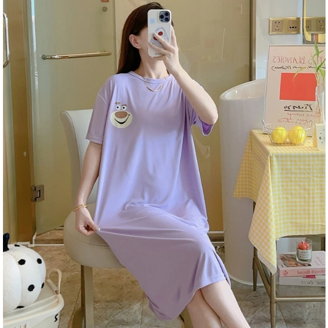 Dress Santai Lengan Pendek Wanita Ala Korea | Daster Import Imut & Nyaman | Size Jumbo