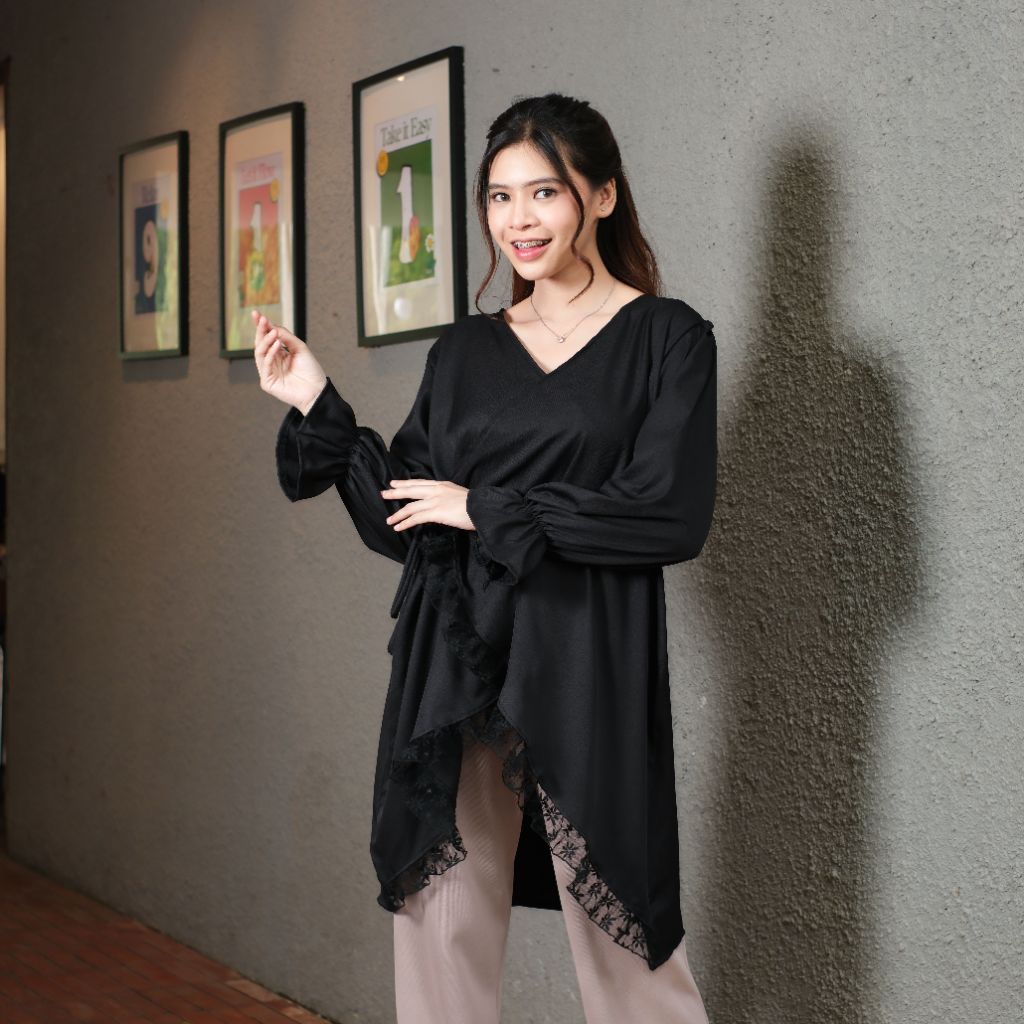 ENCHAT Yoenik Yunhee Tunic Tali Renda Tunik Korean Style Tunik Lebaran 2026 Atasan Wanita Remaja Tre