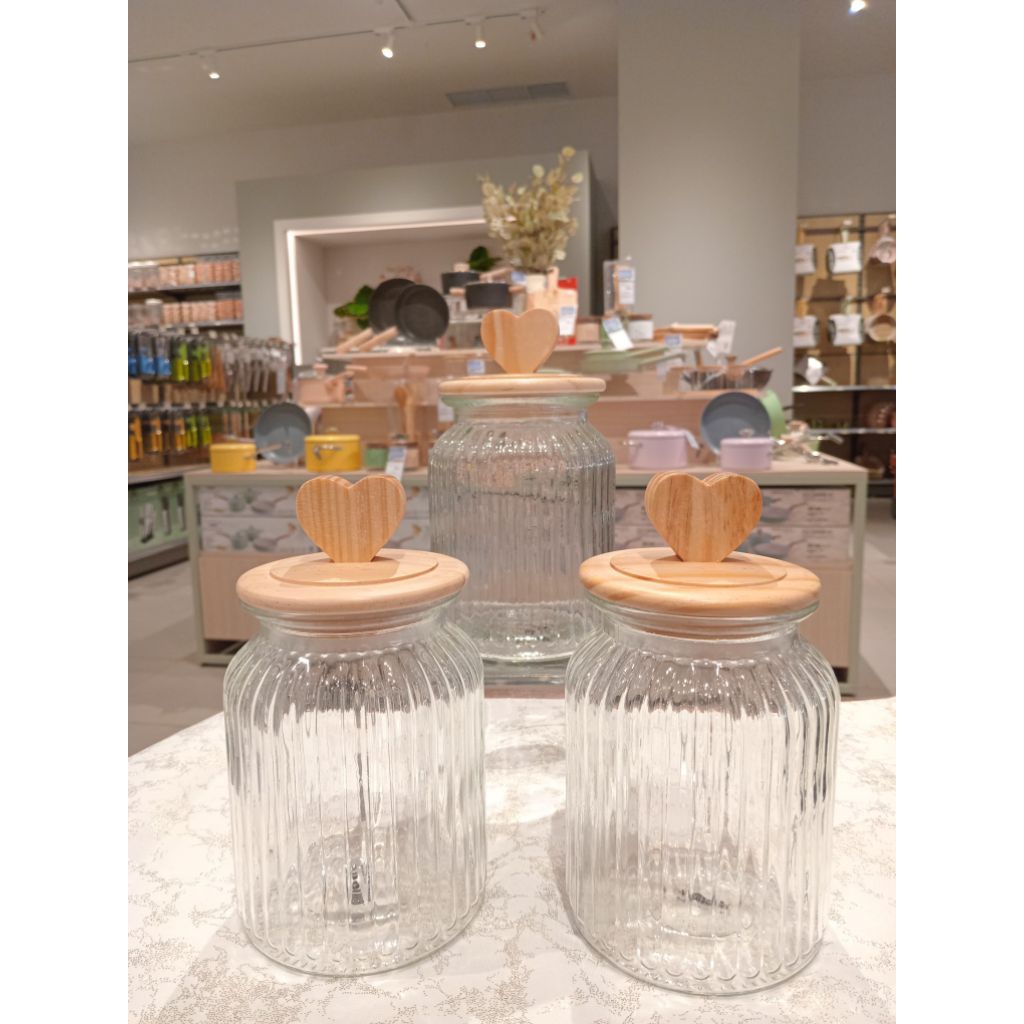 Informa stoples kaca Tally love 900ml set of 3/toples kue informa/toples kopi gula teh informa