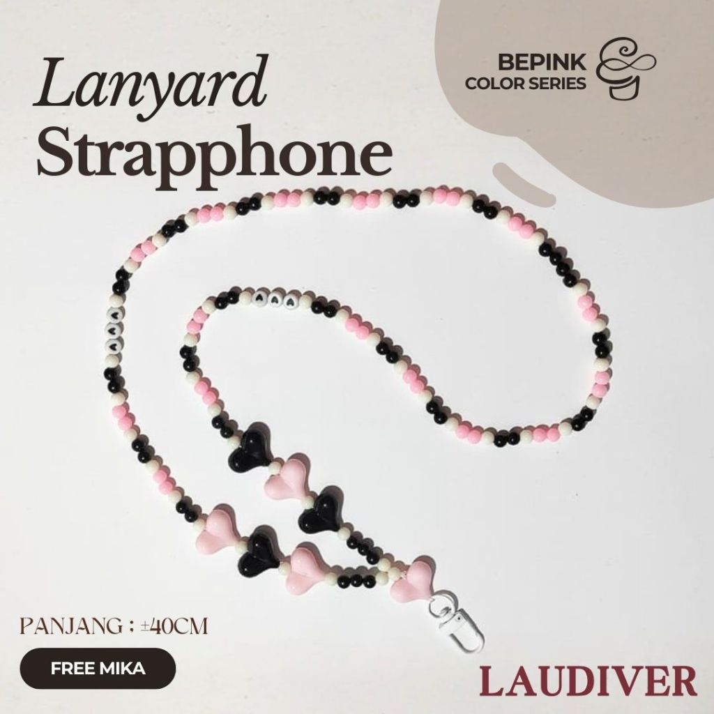 Lanyard Strap Hp / Lanyard Pods / Kalung Id Card Manik / Lanyard Bead Name Tag / Gantungan Kartu Nam