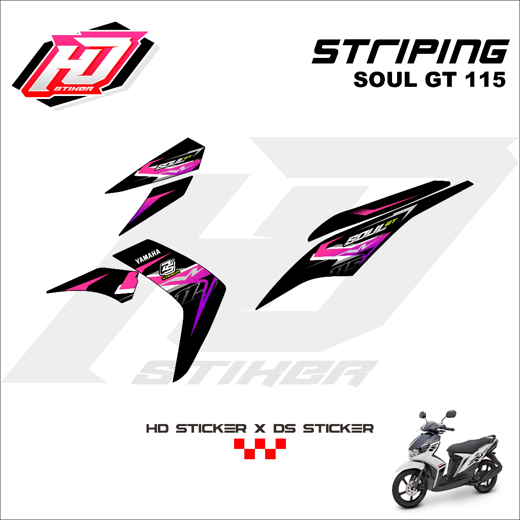 HD Stiker Striping Motor Mio Soul GT 115 Decal Sticker Soul GT 110 - Varian Black HD14