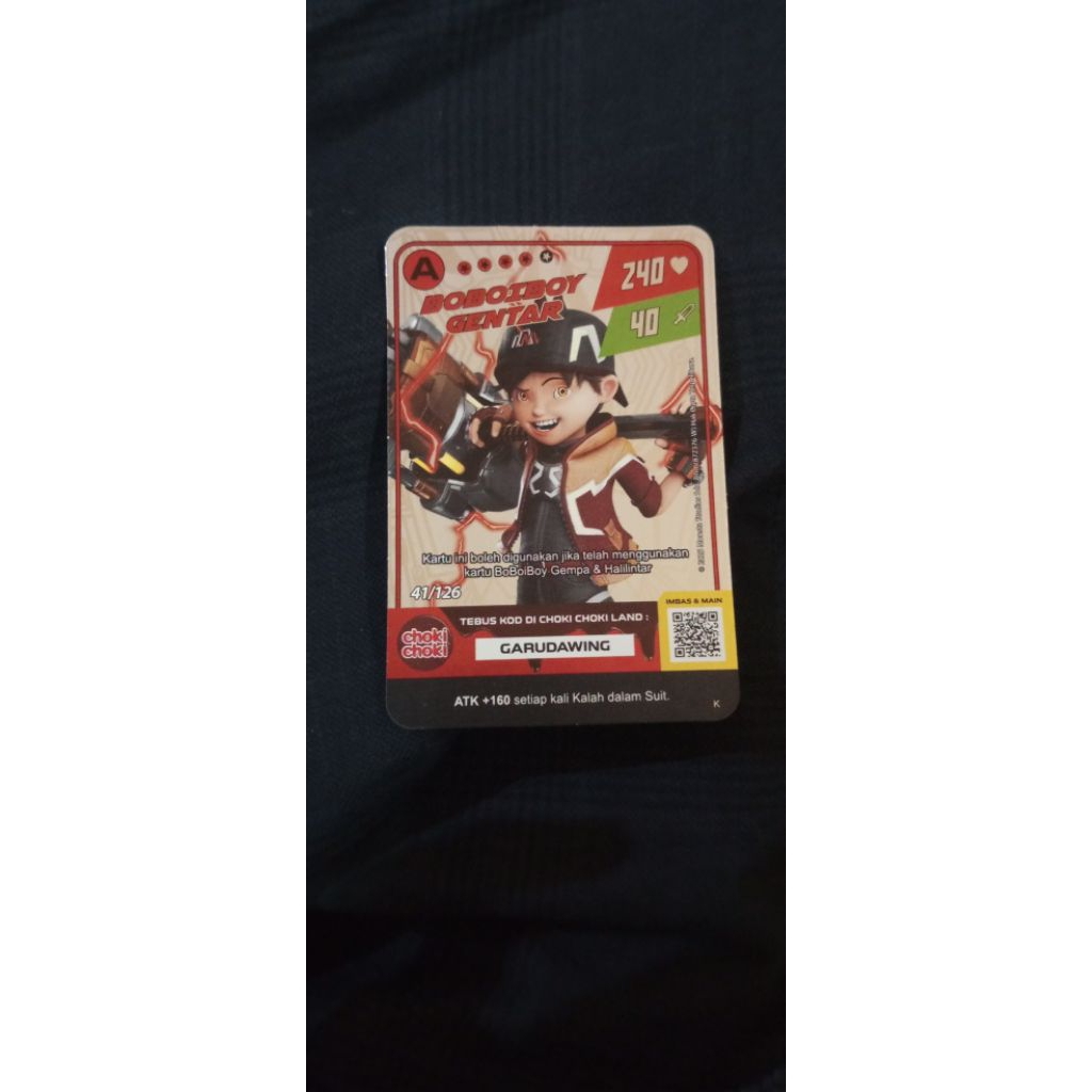 KARTU CHOKI CHOKI BOBOIBOY GENTAR