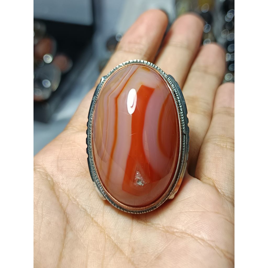 Cincin Akik jumbo motif sulaiman merah
