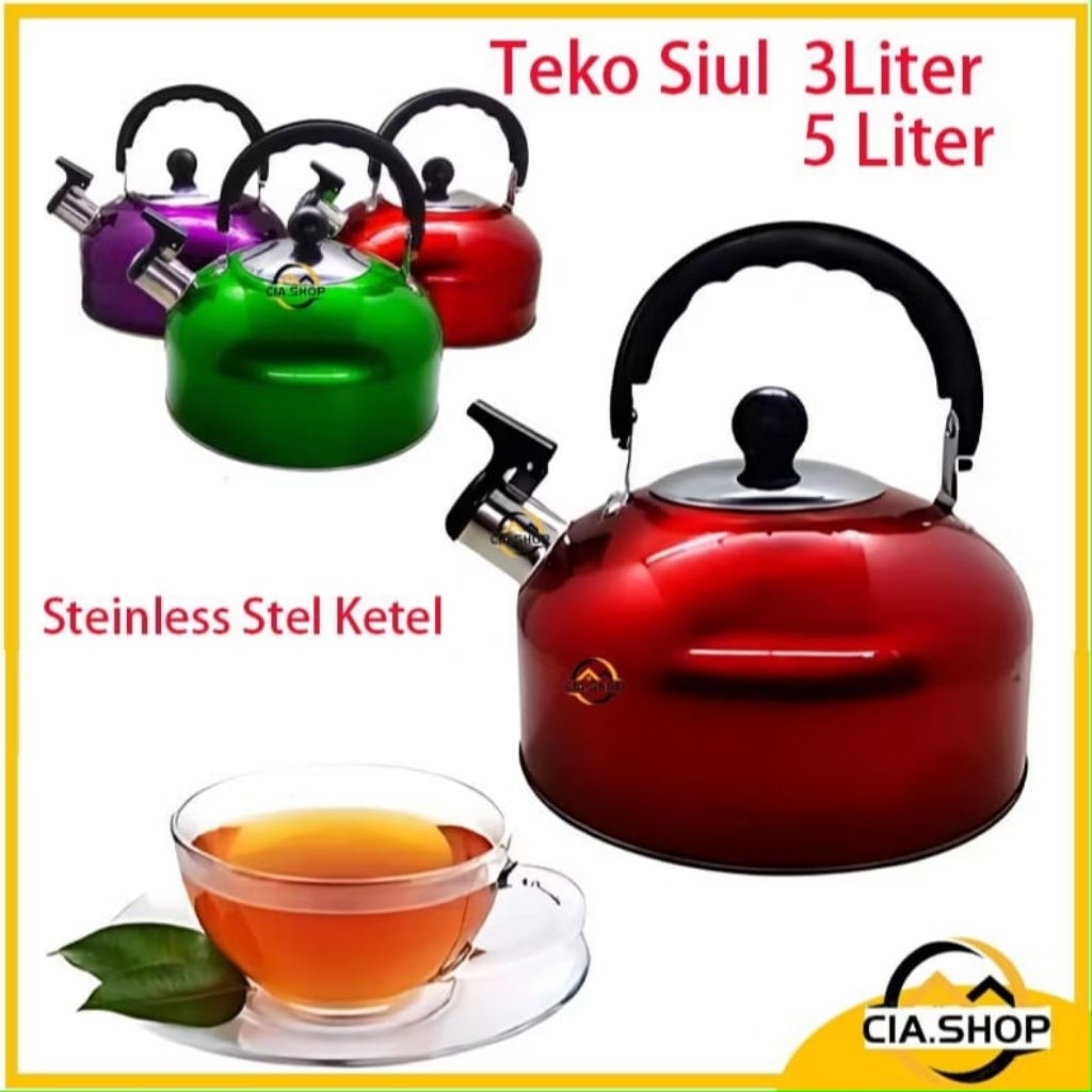 Teko Siul 5 L 5Liter Kettle Peluit Pluit Warna Stainless Ceret Bunyi Steinless Stel Ketel Warna :Hij