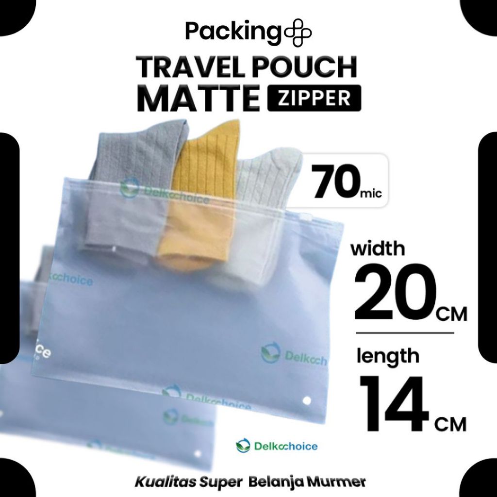 Plastik Travel Pouch Zipper Bag 20cm x 14cm 70 Micron Premium Kantong Organizer Matte - Delkochoice