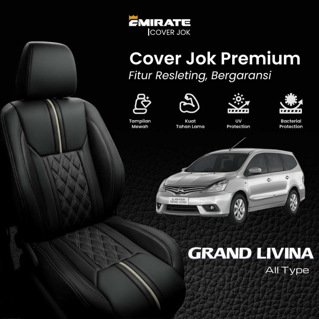 Sarung Jok/Cover Jok Emirate Bergaransi dengan Resleting Mobil Grand Livina
