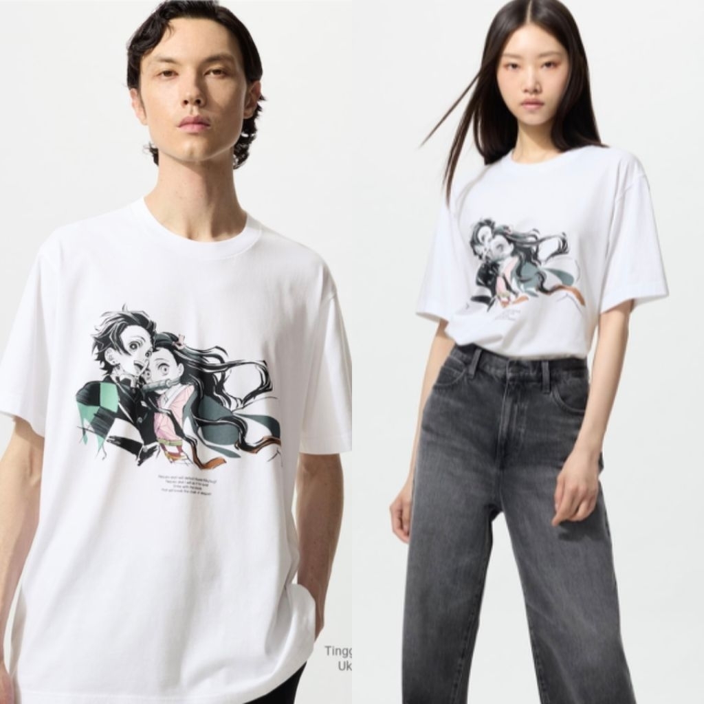 UNIQLO KAOS UT DEMON SLAYER 00 WHITE BARU ASLI ORIGINAL