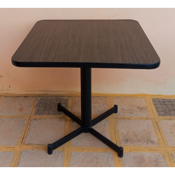 Meja Makan, Meja Resto, Meja Kantor - Atas Kayu, Kaki Besi, Height Adjuster