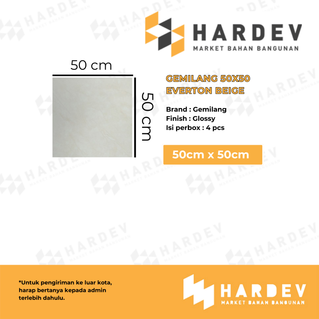 GEMILANG 50X50 EVERTON BEIGE GLOSSY - KERAMIK LANTAI