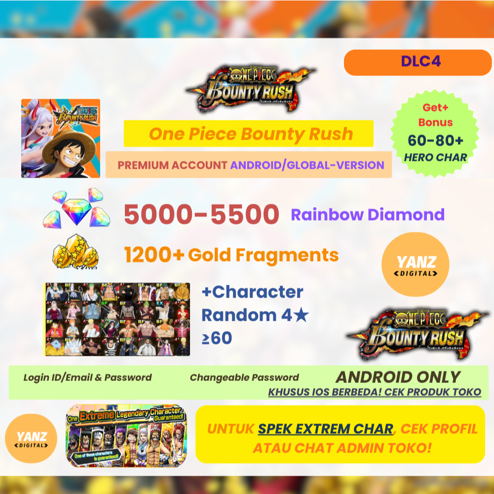 Pack Gacha One Piece Bounty Rush | Rainbow Diamond & Fragment Random EX / BF - Global Andro Edition
