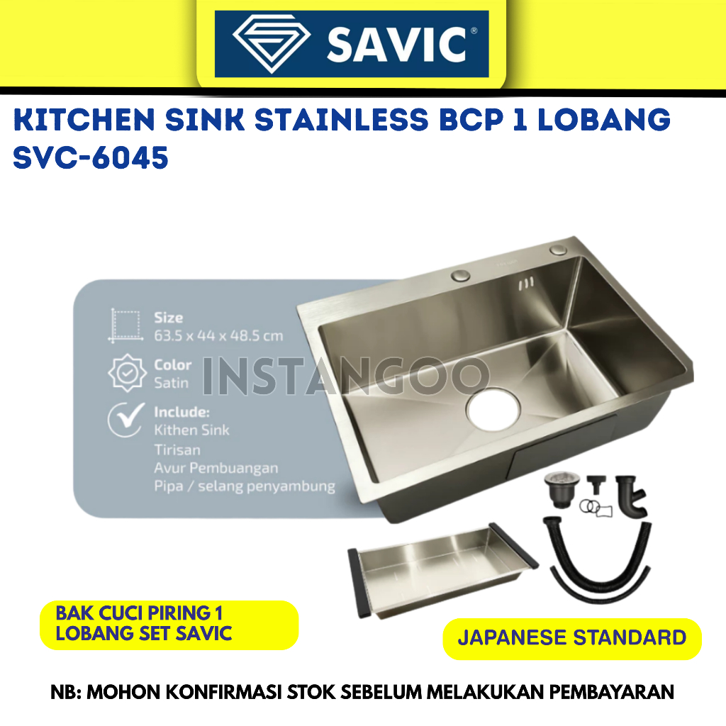 Bak Cuci Piring 1 Lubang 60 x 45 Kitchen Sink  2 Lubang 82 x 45 Set SAVIC