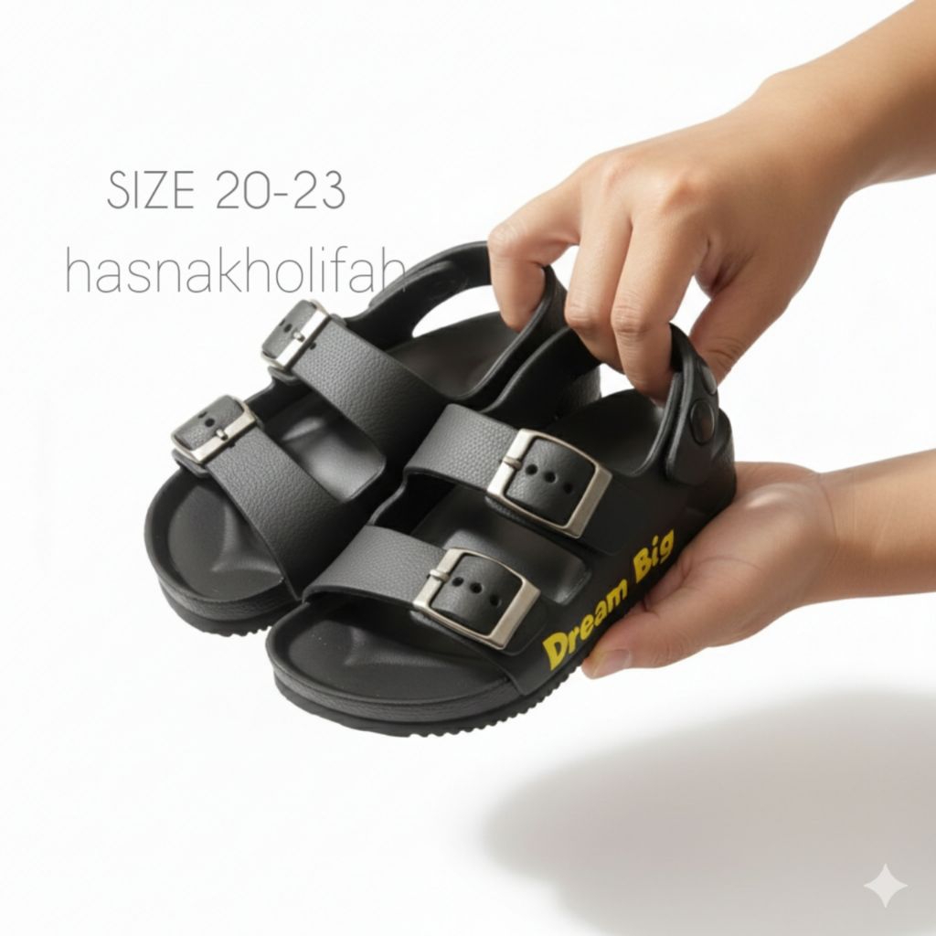 sandal anak laki laki premium empuk anti licin model gesper dan dibagian belakang pakai kancing cete
