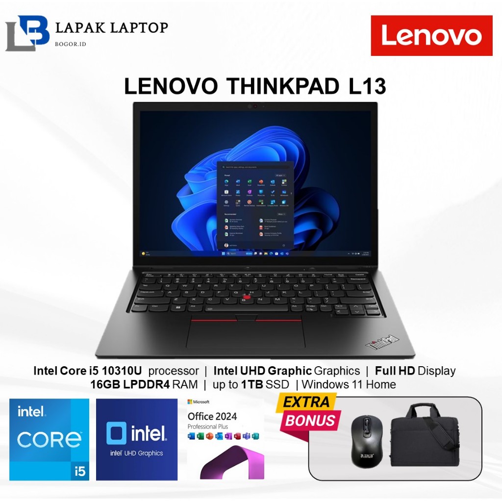 Laptop Lenovo Touchscreen Thinkpad L13 Yoga Intel Core i5 10310U Ram 16GB 1TB SSD Windows 11 Black