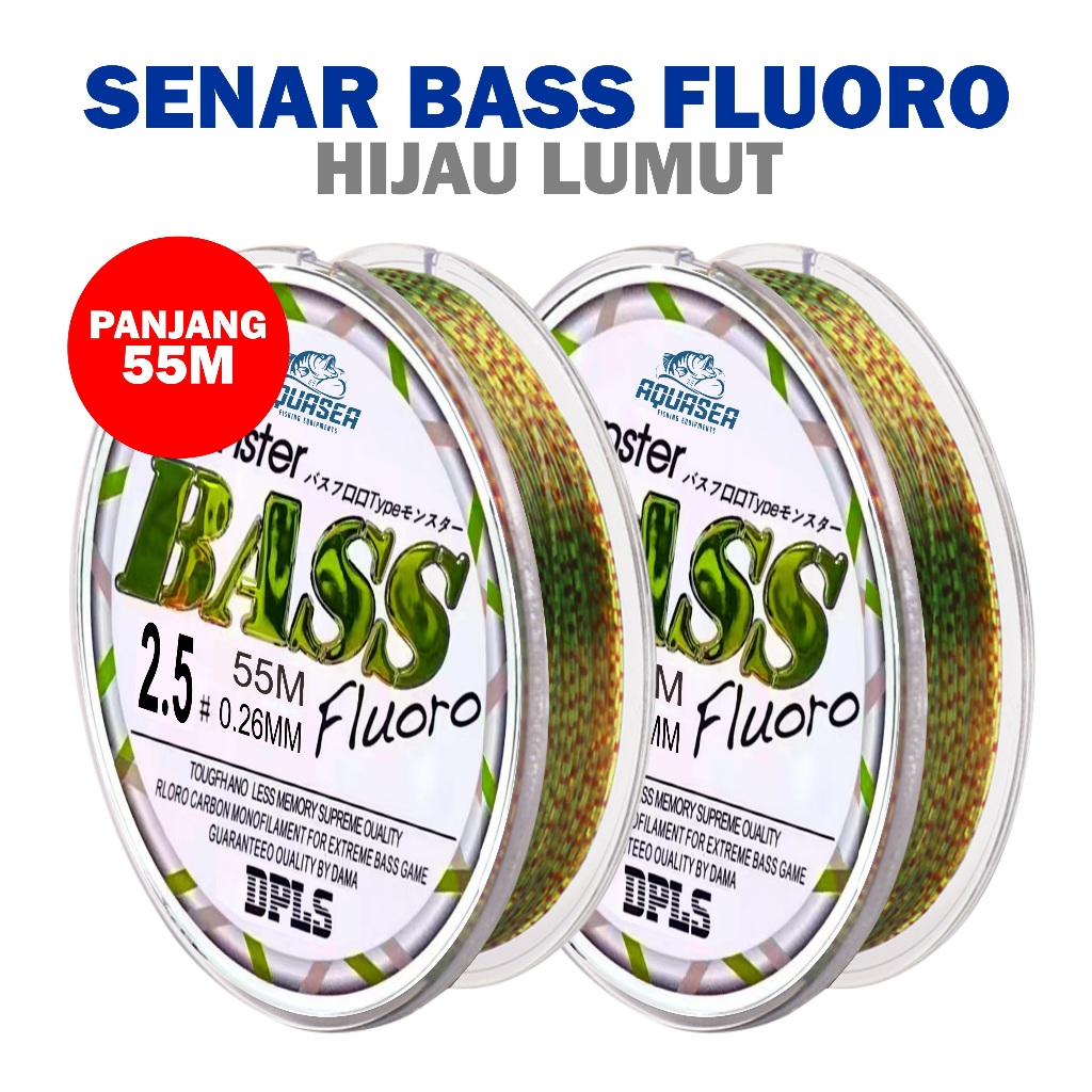 Senar Senja Tali Pancing  Bass FLUOROCARBON 55M Warna Hijau Senar Pancing Sangat kuat