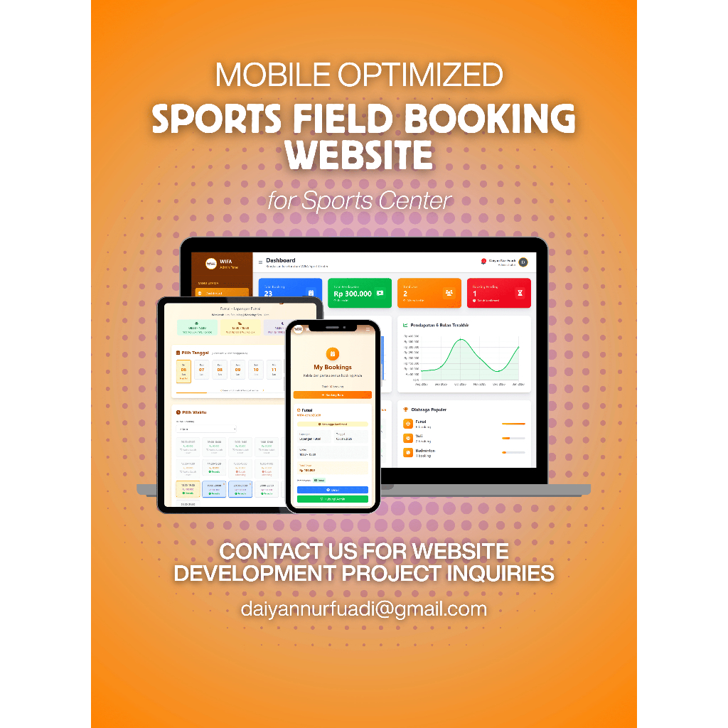 Website Booking Lapangan Online | Sistem Penyewaan Futsal, Voli & Badminton Realtime