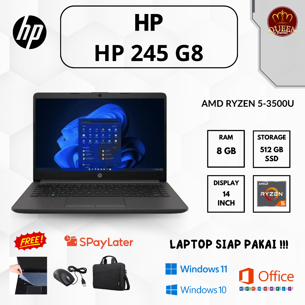 HP 245 G8 | AMD RYZEN 5-3500U | 8GB RAM | SSD 512GB | 14 INCH
