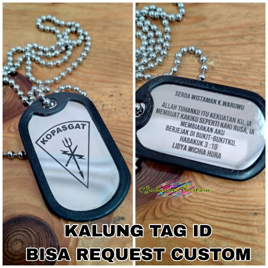 KALUNG TAG ID BISA REQUEST CUSTOM 2 SISI KALUNG MILITER KALUNG POLISI KALUNG AKADEMI MILITER KALUNG 