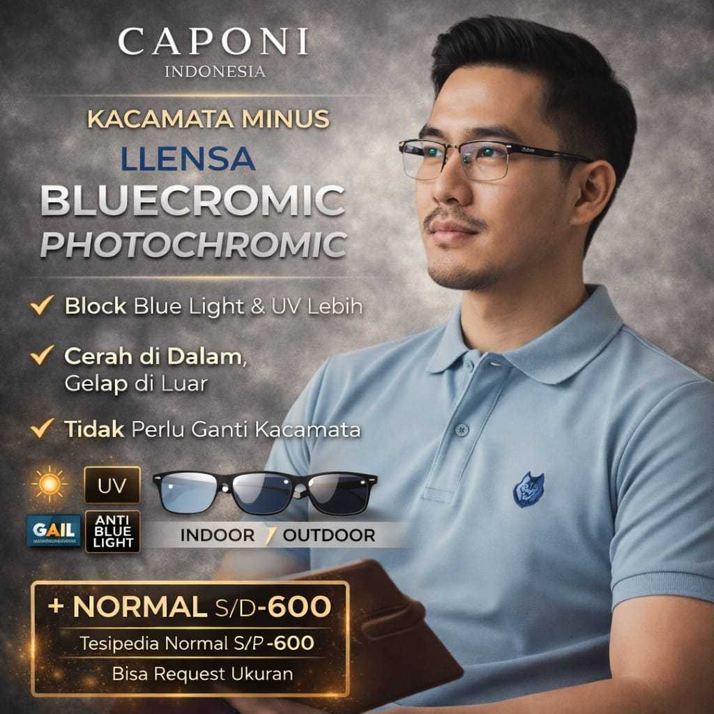 MICHEL GOMA Frame Kacamata Pria Half Frame Lensa Minus Bluecromic Kaca Mata Gantung Wanita