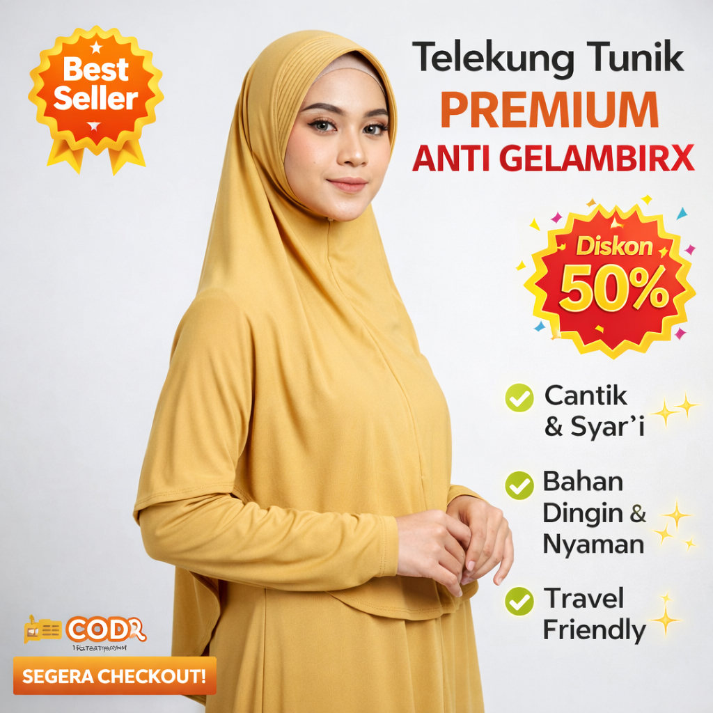 Hijab Instan Bergo Syar'i Bahan Jersey Adem Dan Nyaman