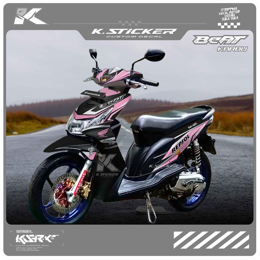 DECAL STICKER HONDA BEAT KARBU TRIBAL ORANGE
