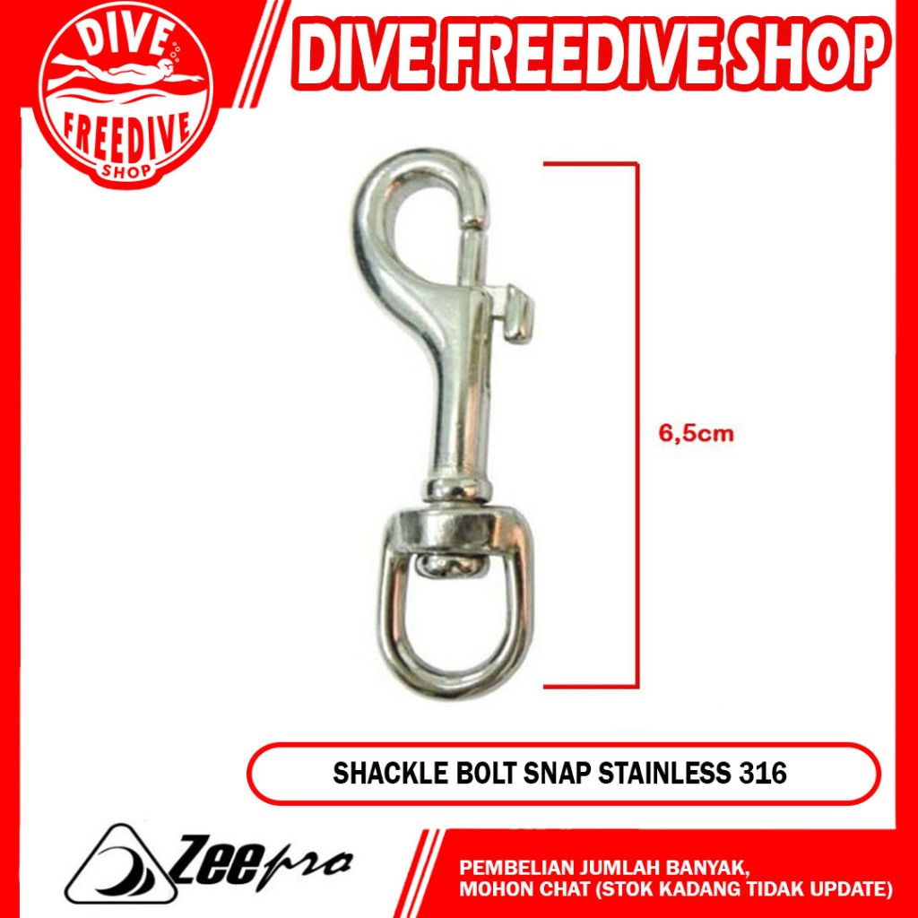 Shackle Bolt Snap Zeepro Clip BCD Technical Scuba Diving Selam Stainless 316