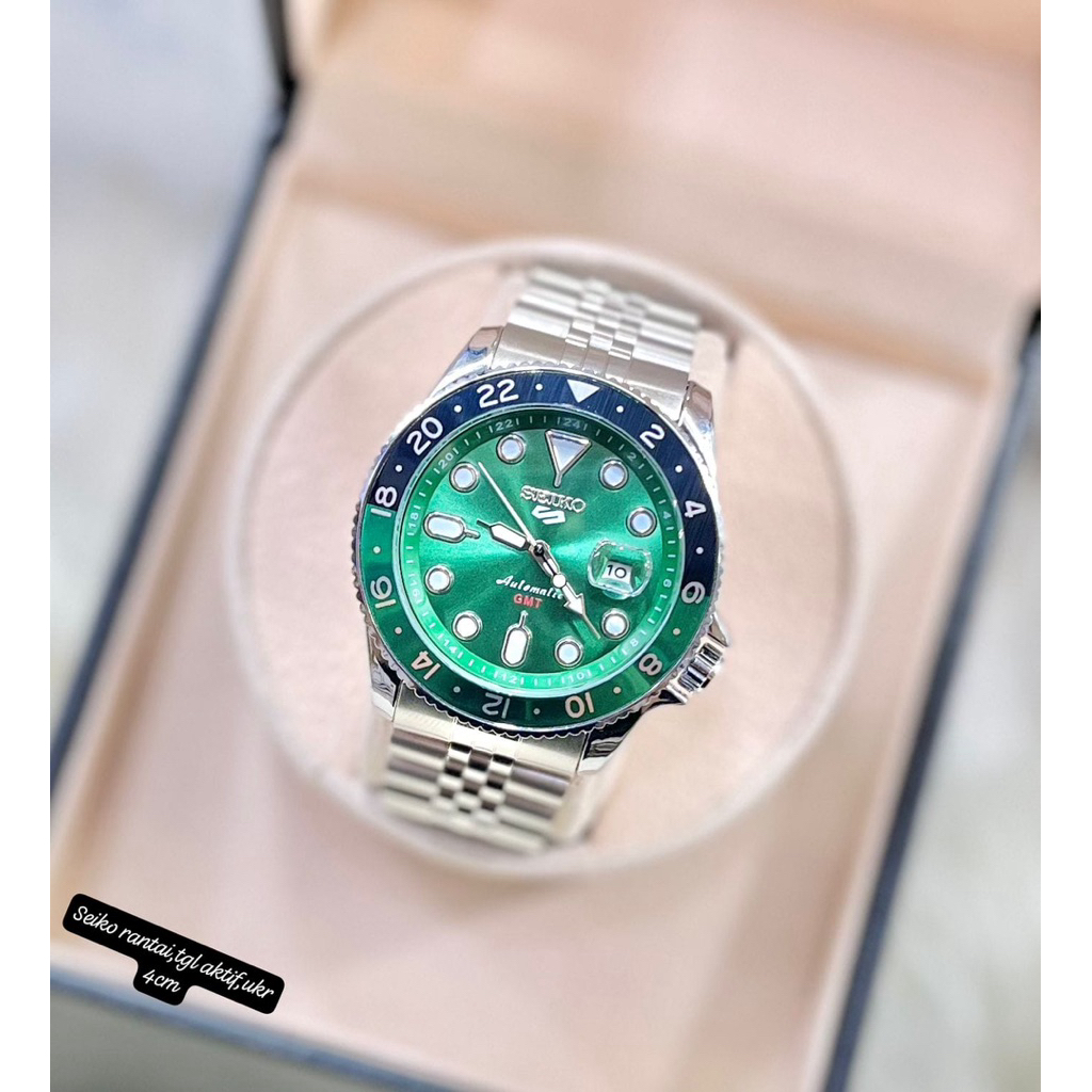JAM TANGAN SEIKO PRIA RANTAI JUBILEE GMT SWEEP MOVEMENT EXTRA BOX SEIKO