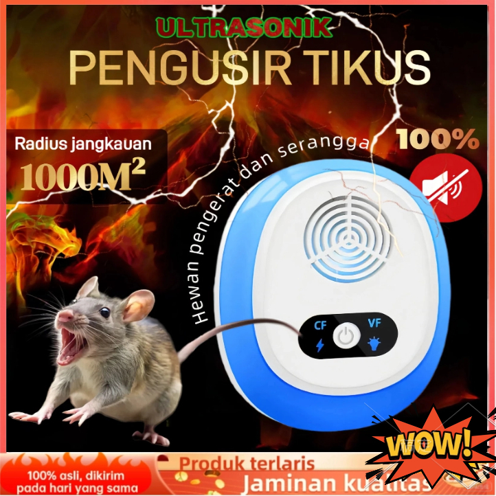 [1000M² tanpa tikus] Pengusir Tikus Ultrasonik Anti Tikus Pengusir Tikus Ultrasonik Pengusir 4D Tida
