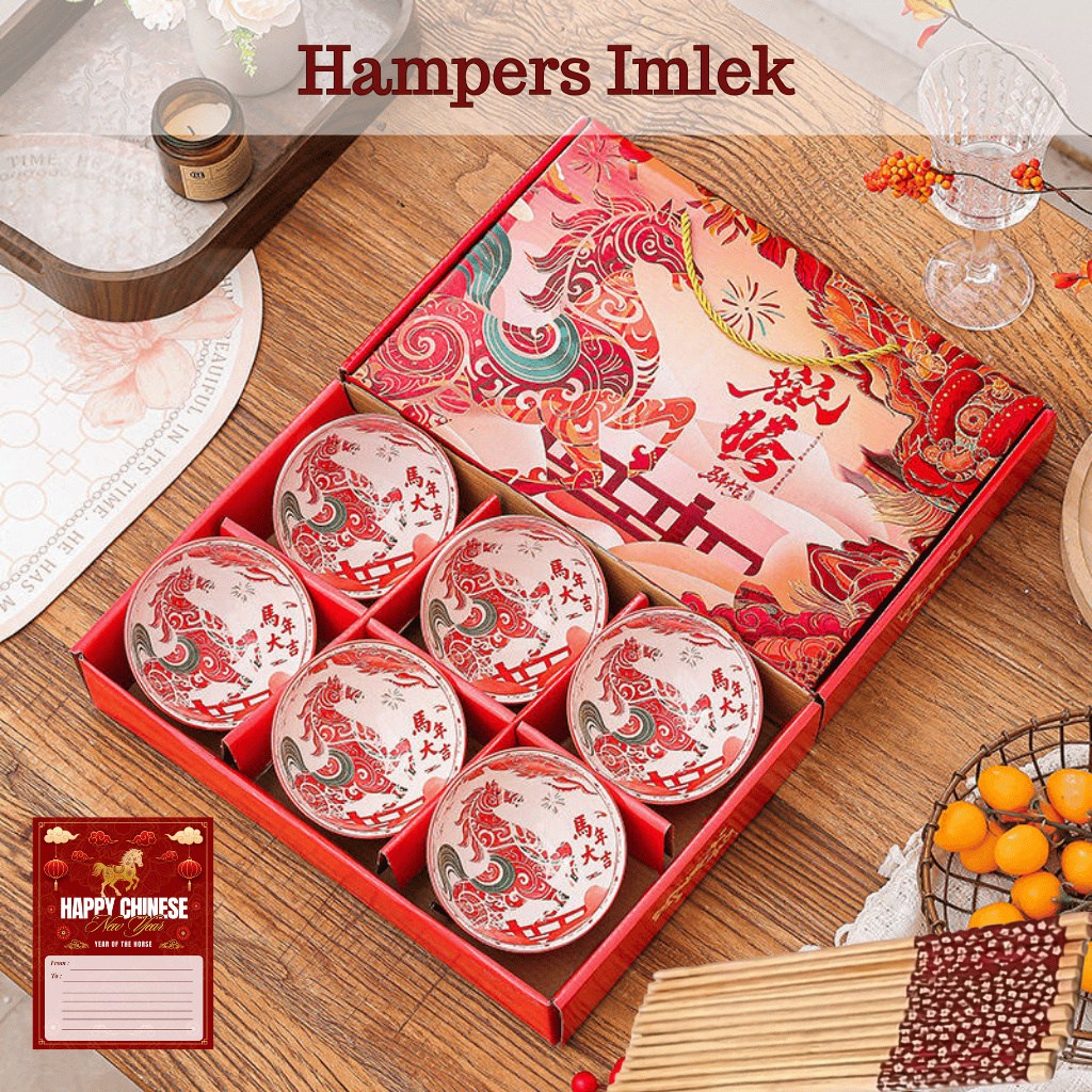 [SET HAMPERS IMLEK] Mangkok Keramik Set Imlek / Hampers Mangkok Imlek