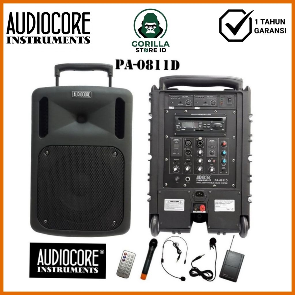 Audiocore PA-0811D (1 mic genggam 1 mic bodypack wireless & Modul DVD)