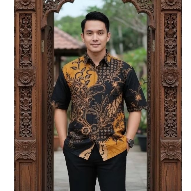 Batik Solo Trendy - Batik Kemeja Lengan Pendek Premium Slimfit - Lapis Furing berbahan Katun