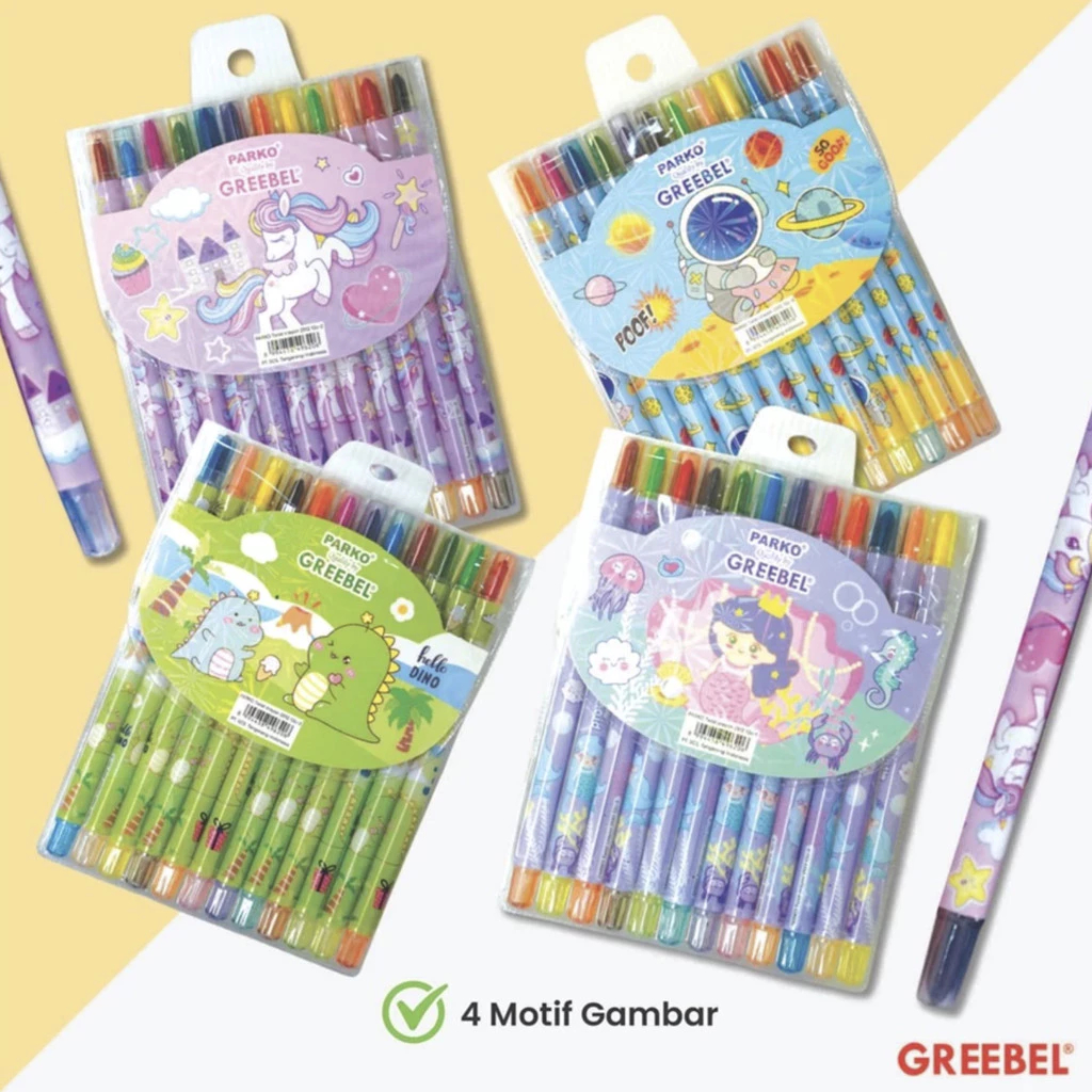 TBMO PARKO Crayon Putar / Krayon Twist 12 Warna / Twist Crayon Greebel