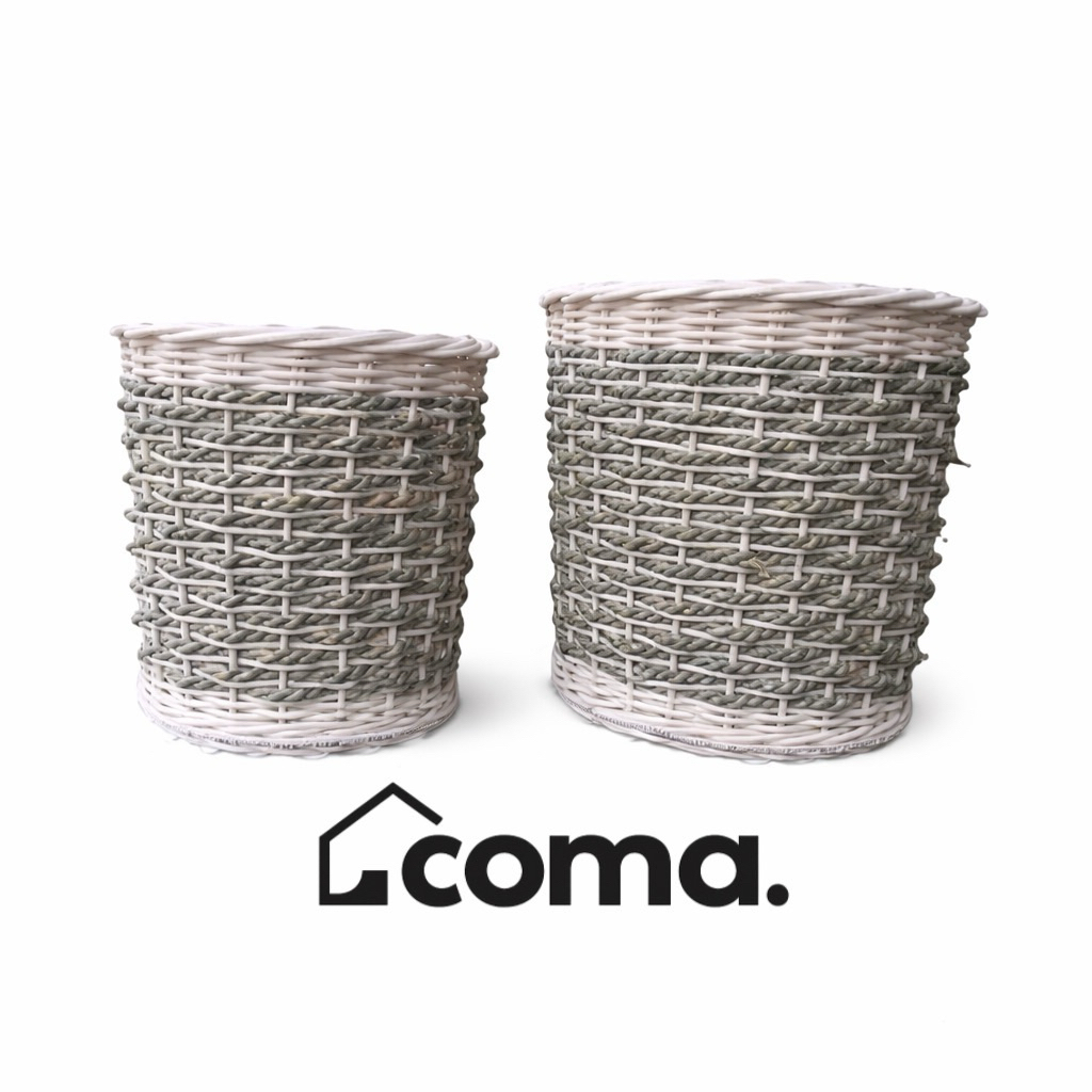 Pot Bunga Anyaman Rotan / Vas Bunga Rotan Keranjang Rotan (isi 2 pcs)