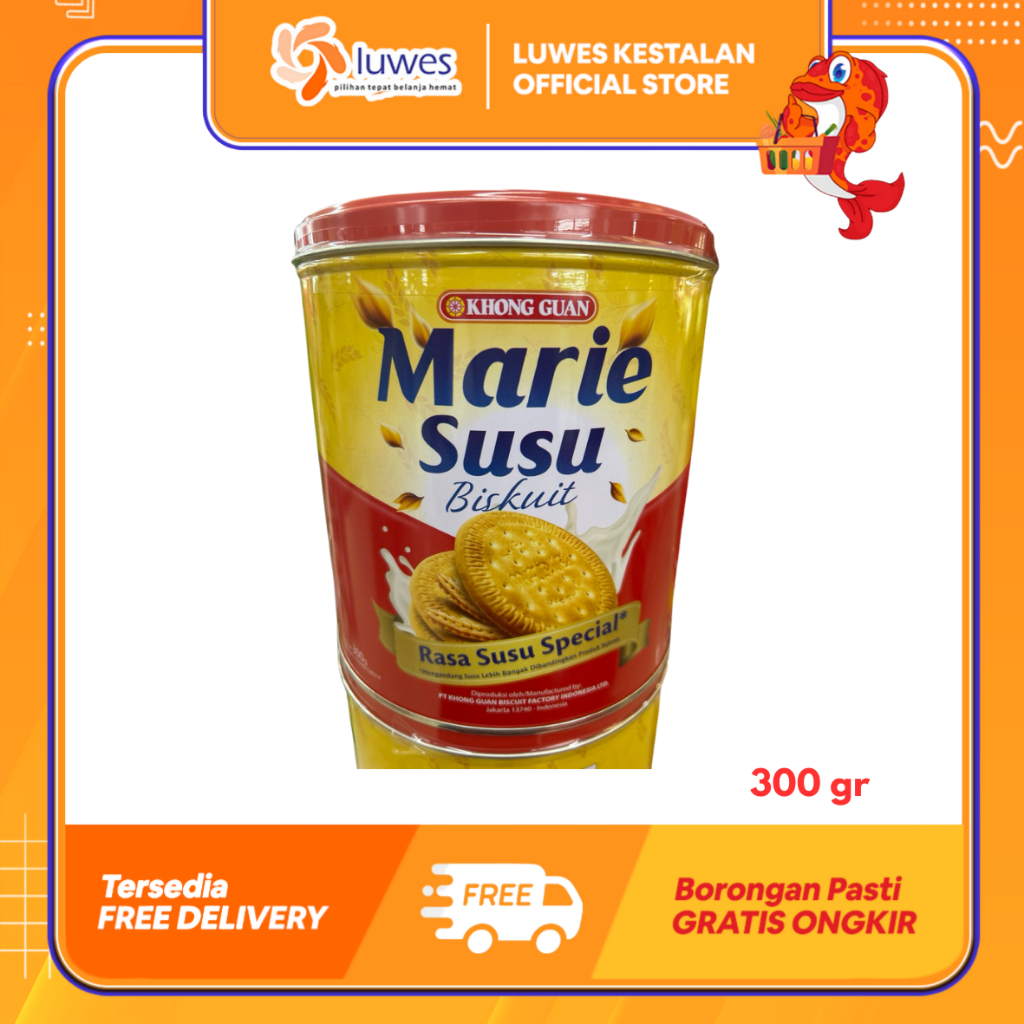 Khong Guan Marie Susu Kaleng 300 Gram | Biskuit Marie Khong Guan Kaleng | Biskuit Marie Kaleng Lebar
