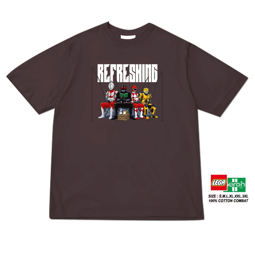 kaos plesetan super hero Mancing Refreshing JAPAN superhero / kaos parodi / kaos lucu unik