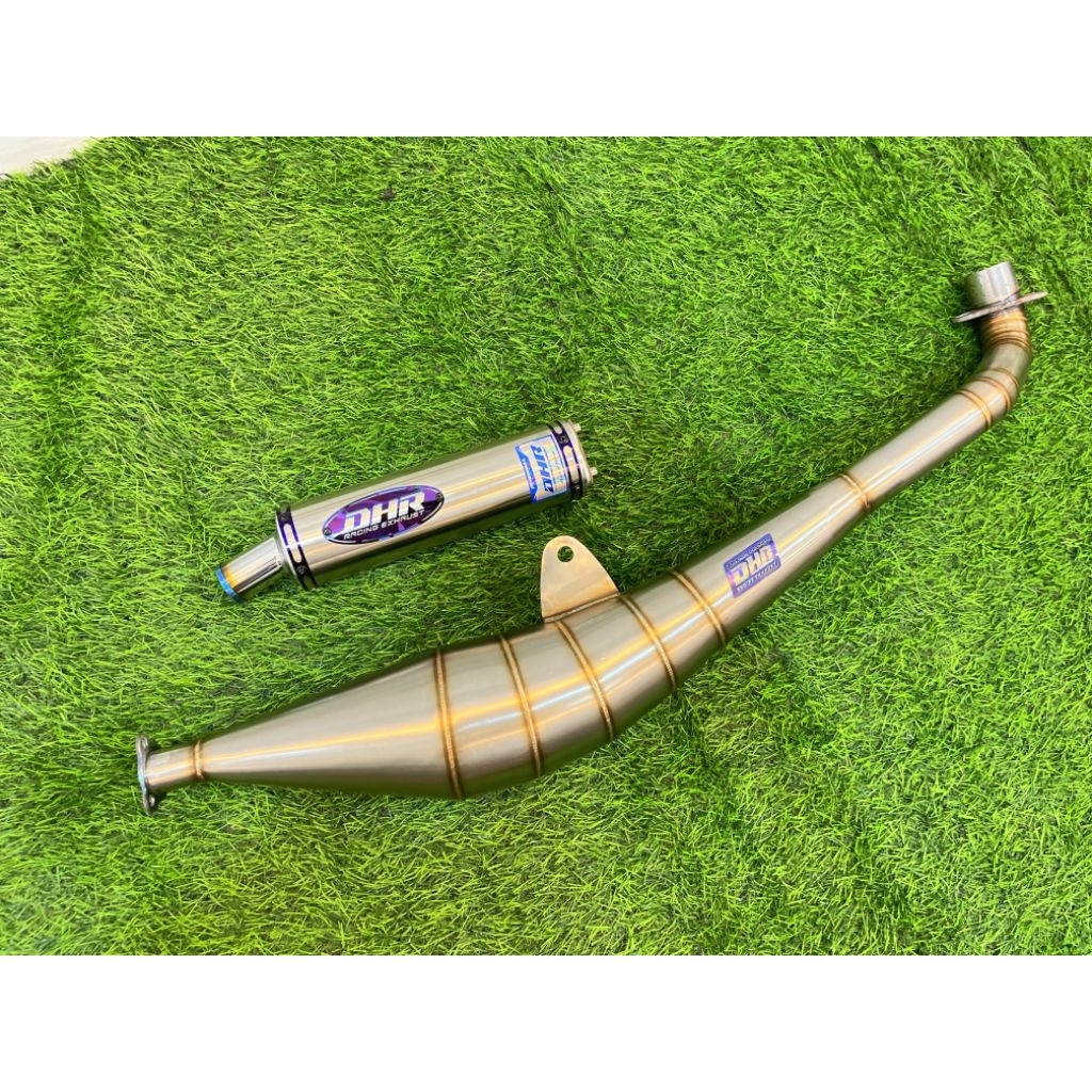 Knalpot Fiz R model Samping Original DHR racing Silencer Stenlis 32 blue white Miring New Logo