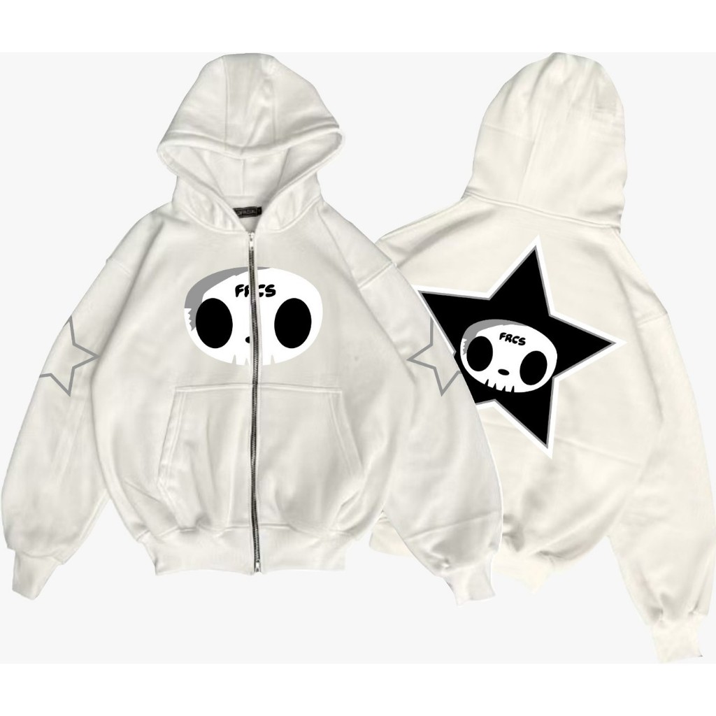 Hoodie Boxy Zipper Broken White Tokidoki Adios Star Bintang Street Wear Premium Quality
