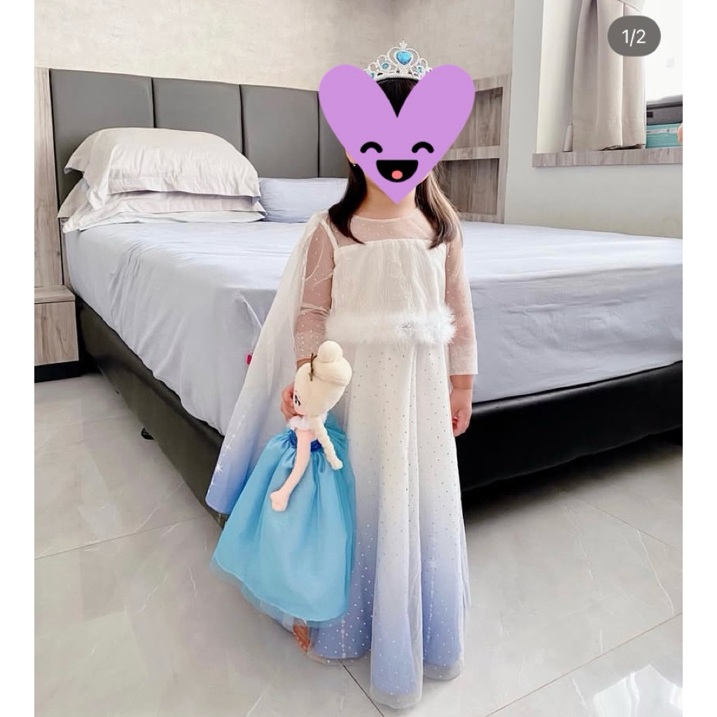 gaun pesta elsa frozen balloon party dress preloved